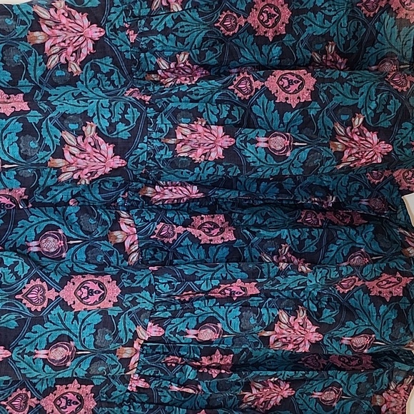 NWOT Anthropologie Peregrine Midi Dress Floral Teal and Pink Sz Meduim - Picture 12 of 16